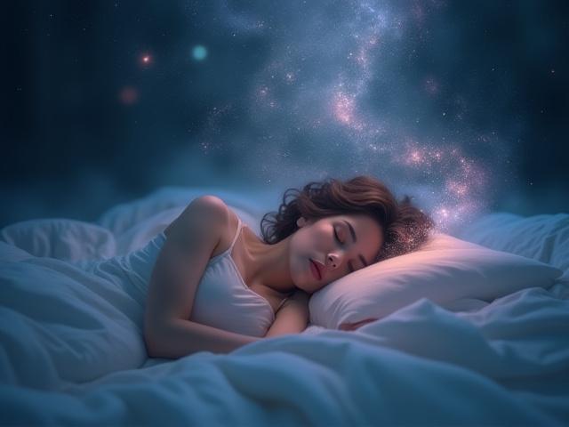 Person träumt in einem mystischen Wald unter dem Mondlicht